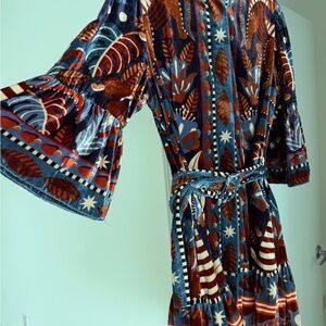 FARM Rio Blue and Brown Mini Dress